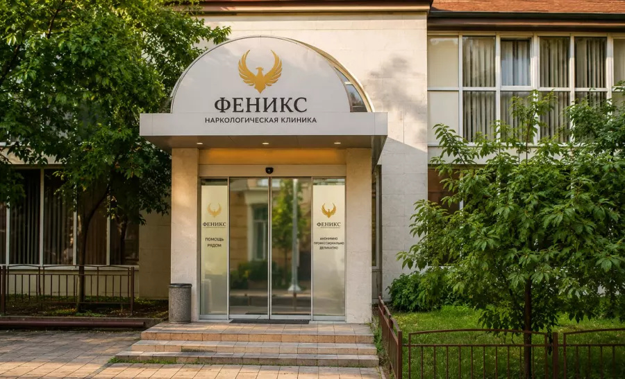 Вход в наркологическую клинику «Феникс» в Богородицке